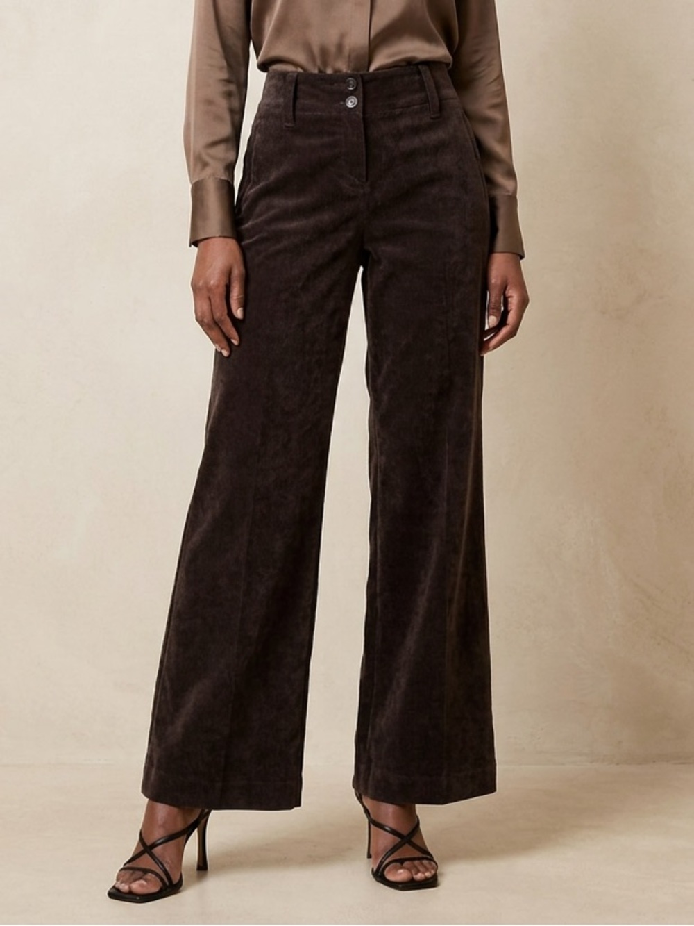 MICHAEL KORS Chocolate Brown Corduroy Wide-Leg Pants Sz 10